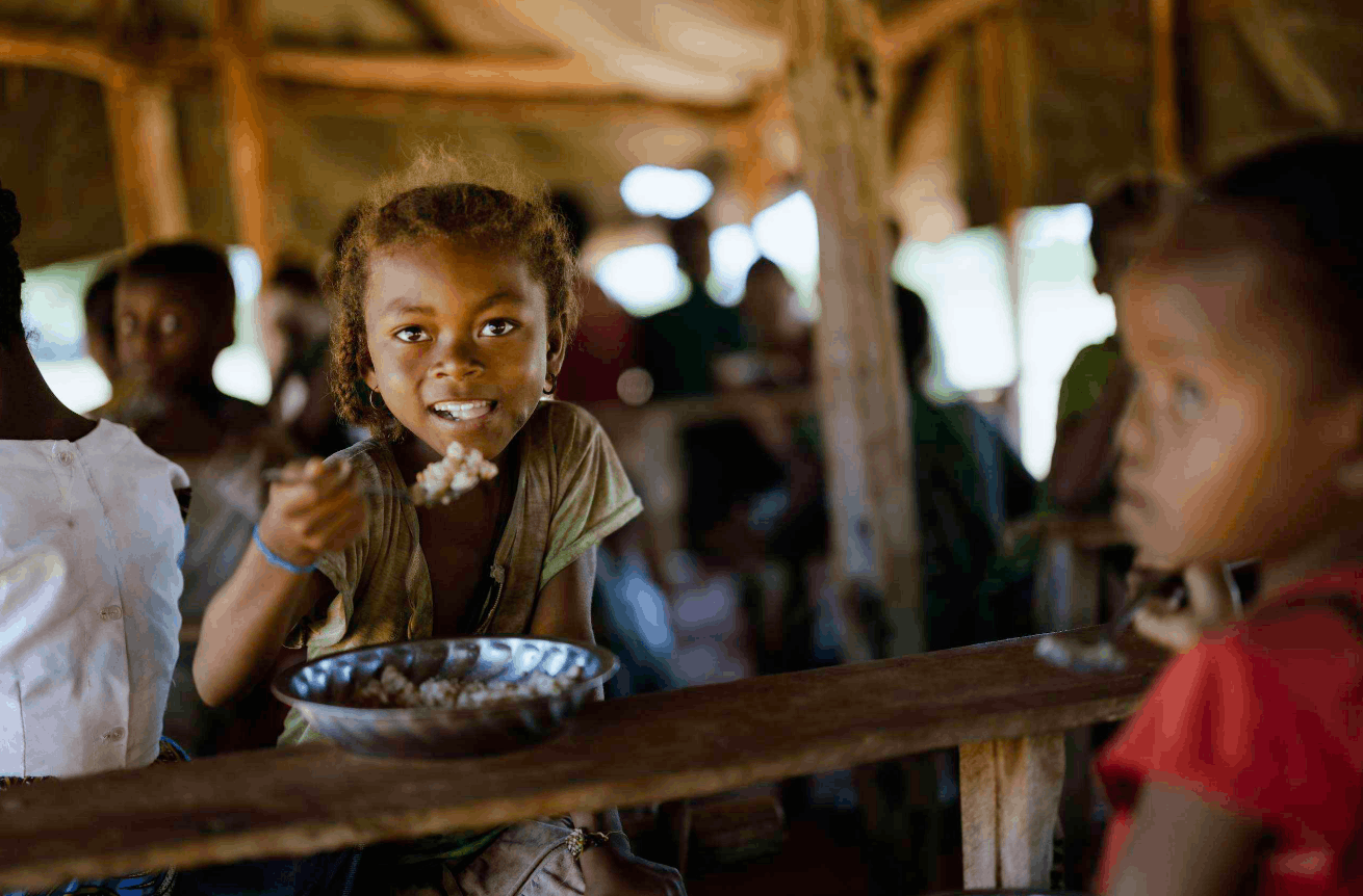 Group of people packing food
